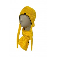 Peluş Sarı Çocuk Bere Ve Atkı Takımı Kışlık Sıcak Tutan 2'li Set