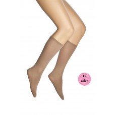 12 Adet Mikro 70 Dizaltı Kadın Çorap Bronz 38 