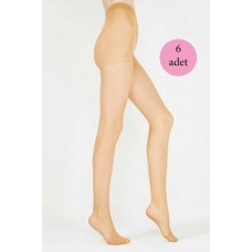 6 Adet Parlak Fit 15 Likralı Külotlu Çorap Ten 