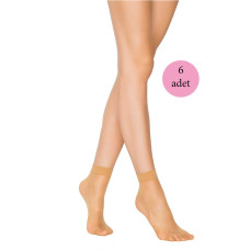 6 Adet Fit 15 Soket Ince Parlak Kısa Çorap Ten 