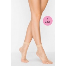 6 Adet Kadın Ten Süper 15 Mat Soket Çorap Açık Ten 