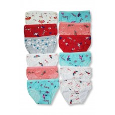 12 Adet Kız Çocuk Desenli Slip Külot 