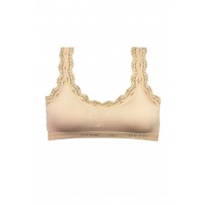 Dantel Nakış İşlemeli Pedli Bambu Kadın Büstiyer Ten 