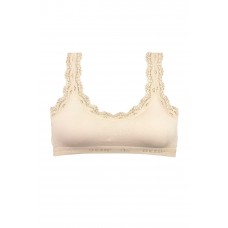 Dantel Nakış İşlemeli Pedli Bambu Kadın Büstiyer Krem 