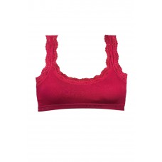 Dantel Nakış İşlemeli Pedli Bambu Kadın Büstiyer Bordo 