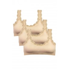 3 Adet Dantel Nakış İşlemeli Pedli Bambu Kadın Büstiyer Ten 