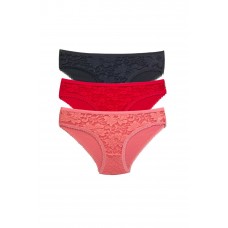 3 Adet Önü Dantelli Transparan Kadın Slip Külot S81 