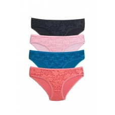 4 Adet Önü Dantelli Transparan Kadın Slip Külot S218 