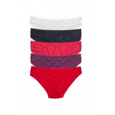 5 Adet Önü Dantelli Transparan Kadın Slip Külot S130 