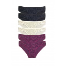 6 Adet Önü Dantelli Transparan Kadın Slip Külot S115 