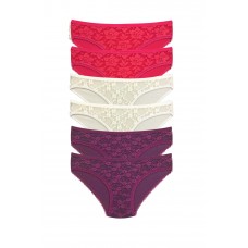 6 Adet Önü Dantelli Transparan Kadın Slip Külot S130 