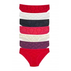 7 Adet Önü Dantelli Transparan Kadın Slip Külot S1 