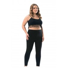 Kota Büyük Beden Kadın Uzun Paça Likralı Sporcu Düz Tayt Siyah 4000 