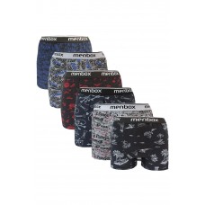 6 Adet Likralı Erkek Boxer Karışık Desenli Pamuklu 