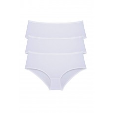 3 Adet Kadın Yüksek Bel Bato Külot Beyaz