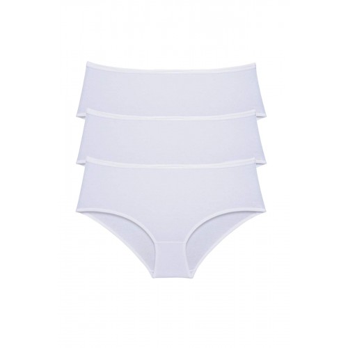 3 Adet Kadın Yüksek Bel Bato Külot Beyaz