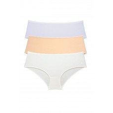 3 Adet Kadın Yüksek Bel Bato Külot Beyaz Ten Krem 