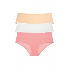 3 Adet Kadın Yüksek Bel Bato Külot Ten Krem Pudra 