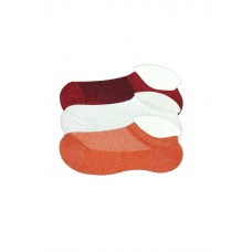 3 Adet Çocuk Sneaker Patik Çorap Bordo Beyaz Turuncu 