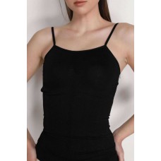 Elite Life Kadın Dikişsiz Ince Askılı Siyah Atlet 848 