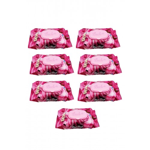 7 Paket Red Rose Islak Havlu Mendil 90 Adet Kapaklı Gül Kokulu