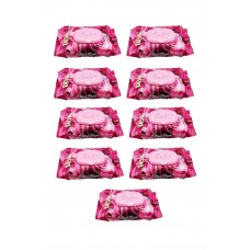 9 Paket Red Rose Islak Havlu Mendil 90 Adet Kapaklı Gül Kokulu 