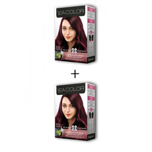 2X2 Tüp Krem Saç Boyası Seti Şarap Kızılı No:4.65