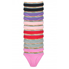 12 Adet Beli Renkli Lastik Pamuklu Kadın Slip Tutku Külot 