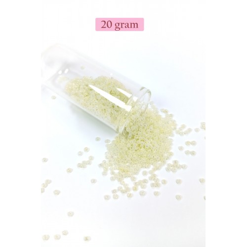 Dökme Cam Kum Boncuk (11/0) 2 mm - 20 Gram -  Krem - BNC012