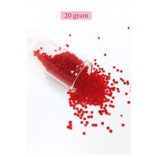 Dökme Cam Kum Boncuk (11/0) 2 mm - 20 Gram -  Şeffaf Kırmızı - BNC021 