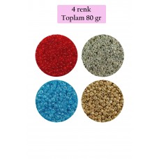 Dökme Cam Kum Boncuk (11/0) 2 mm - 4 Renk - Toplam 80 Gram -  BNC404 