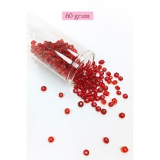 Dökme Cam Kum Boncuk Büyük Boy (6/0) 4 mm - 60 Gram - Şeffaf Kırmızı - BNC115 