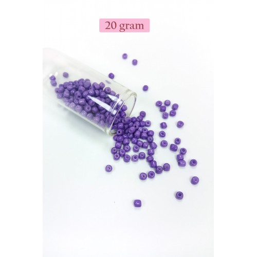 Dökme Cam Kum Boncuk Büyük Boy (6/0) 4 mm - 20 Gram - Mor - BNC080