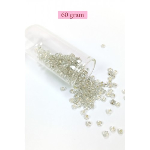 Dökme Cam Kum Boncuk Büyük Boy (6/0) 4 mm - 60 Gram - Şeffaf - BNC122