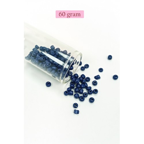 Dökme Cam Kum Boncuk Büyük Boy (6/0) 4 mm - 60 Gram - Lacivert - BNC134