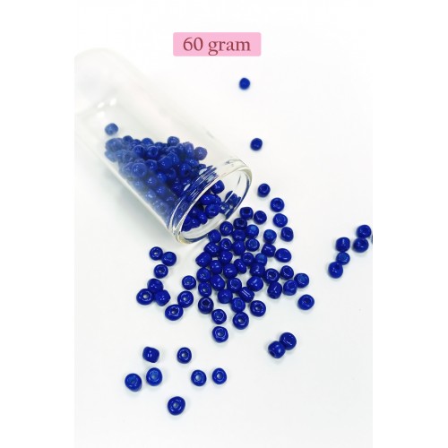 Dökme Cam Kum Boncuk Büyük Boy (6/0) 4 mm - 60 Gram - Koyu Mavi - BNC139