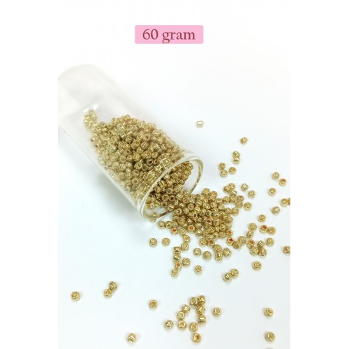 Dökme Cam Kum Boncuk (8/0) 3 mm - 60 Gram - Altın Rengi - BNC185