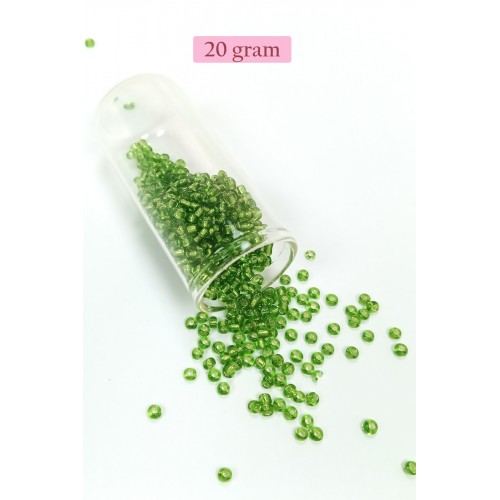 Dökme Cam Kum Boncuk (8/0) 3 mm - 20 Gram - Şeffaf Çimen Yeşili - BNC154