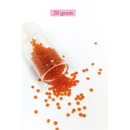 Dökme Cam Kum Boncuk (8/0) 3 mm - 20 Gram - Şeffaf Turuncu - BNC165