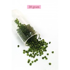 Dökme Cam Kum Boncuk (8/0) 3 mm - 20 Gram - Şeffaf Yeşil Siyah - BNC179 