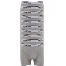 10 adet Feelline Gri Pamuklu Doğal Likralı Erkek Boxer 