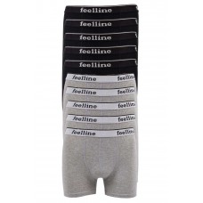 10 adet Feelline Siyah ve Gri Pamuklu Doğal Likralı Erkek Boxer 