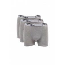 3 adet Feelline Gri Pamuklu Doğal Likralı Erkek Boxer 