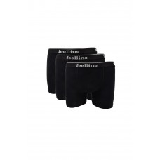 3 adet Feelline Siyah Pamuklu Doğal Likralı Erkek Boxer 