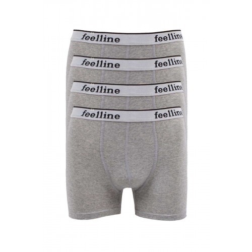 4 adet Feelline Gri Pamuklu Doğal Likralı Erkek Boxer