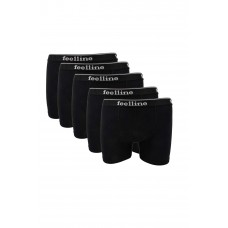 5 adet Feelline Siyah Pamuklu Doğal Likralı Erkek Boxer 