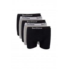 5 adet Feelline Siyah ve Gri Pamuklu Doğal Likralı Erkek Boxer 