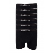 6 adet Feelline Siyah Pamuklu Doğal Likralı Erkek Boxer 