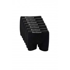 7 adet Feelline Siyah Pamuklu Doğal Likralı Erkek Boxer 