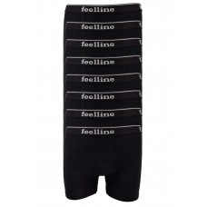 8 adet Feelline Siyah Pamuklu Doğal Likralı Erkek Boxer 